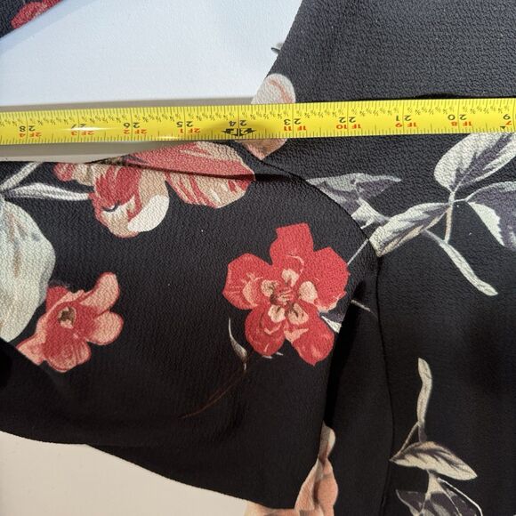 Boohoo Dark Floral Mini Dress Black/Multi tunic Plus Size 2x Witchy Bell Sleeve - Picture 7 of 7